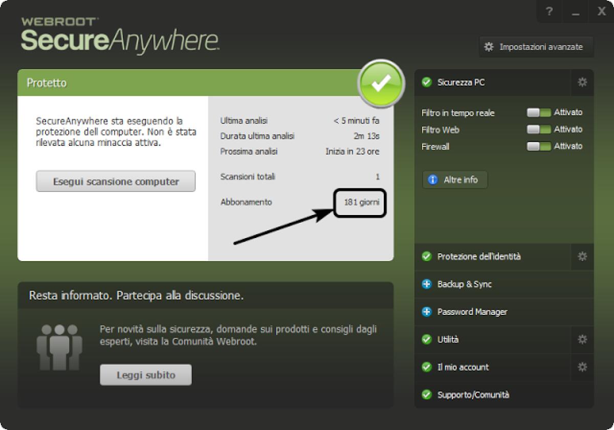 Webroot SecureAnywhere Gratis con Licenza di 6 Mesi: Ottima Suite di sicurezza totale per il nostro PC Windows - 