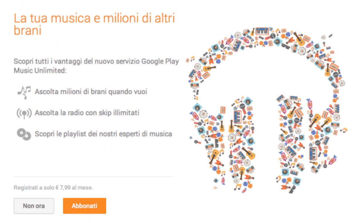 Google Play Music Unlimited proposto ancora a 7,99€/mese - 