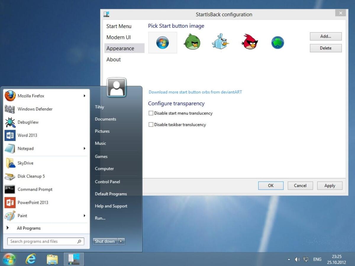Ripristinare pulsante Start originale su Windows 8 con StartisBack v 2.1.2 - 