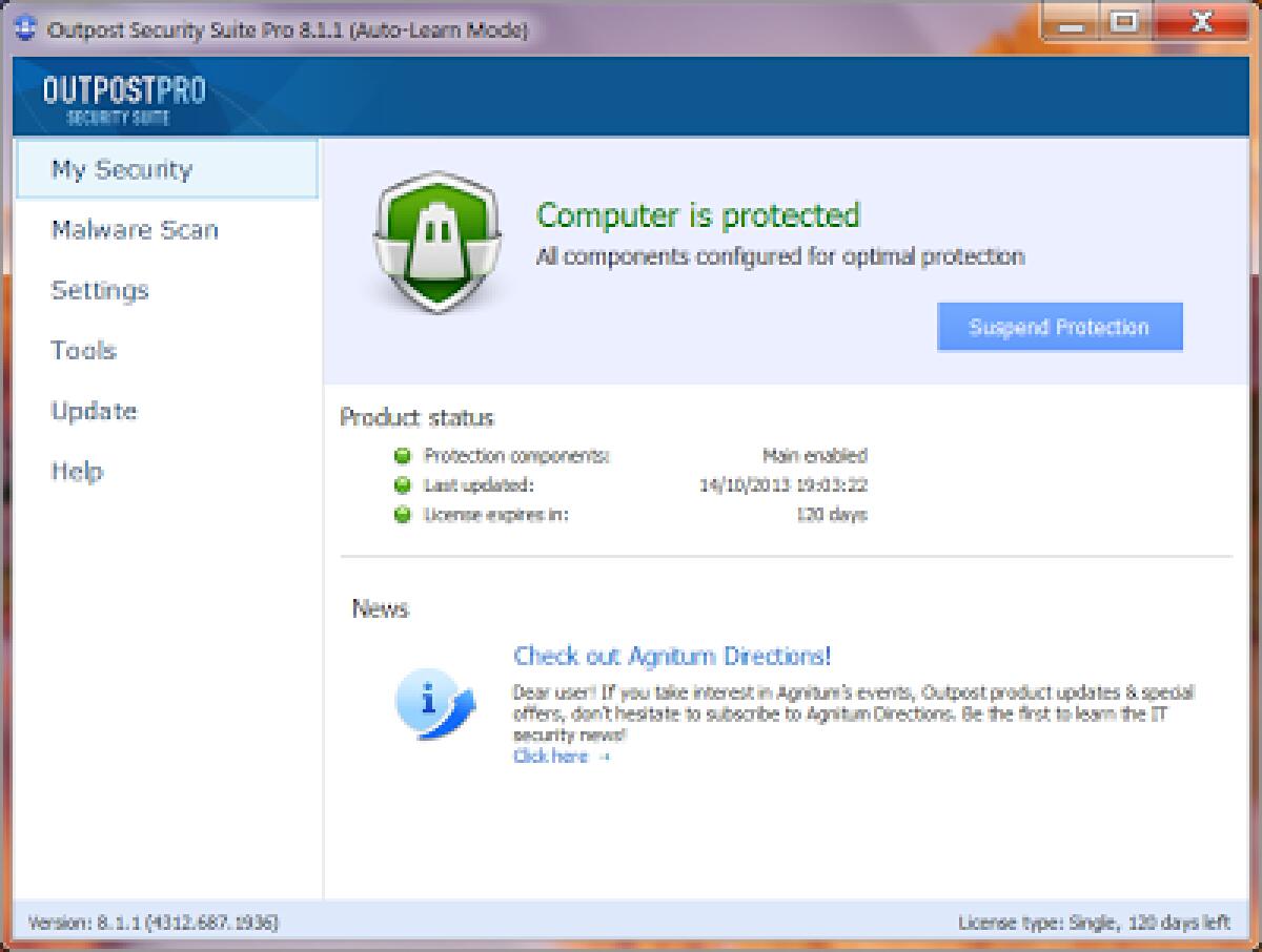 Agnitum Outpost Security Suite Pro 8.1.1 Gratis con Licenza per 4 mesi: La miglior suite di sicurezza dopo Kaspersky - 