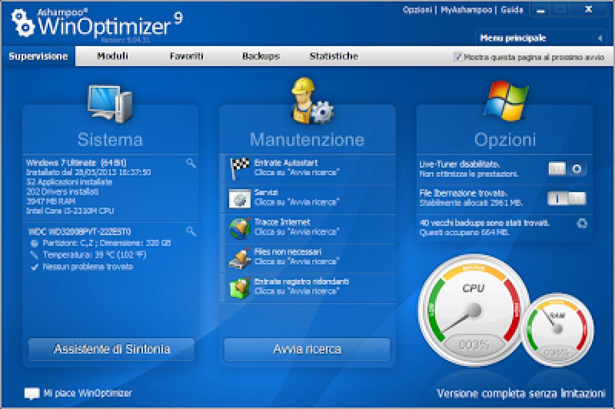 Ashampoo WinOptimizer 9 Gratis con Licenza: Il miglior programma per Velocizzare Windows e rimuovere file inutili oggi Gratis [Windows App] - 