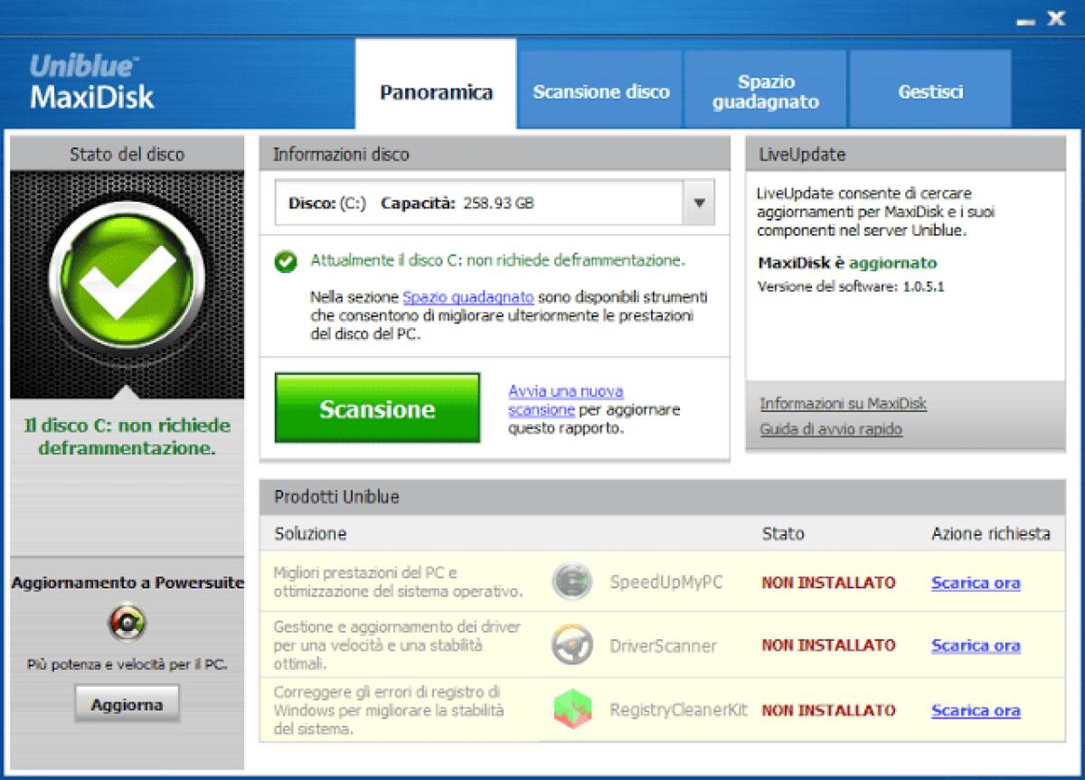 Uniblue MaxiDisk Gratis: Il miglior programma per velocizzare Windwos deframmentando l'hard disk [Windows App] - 