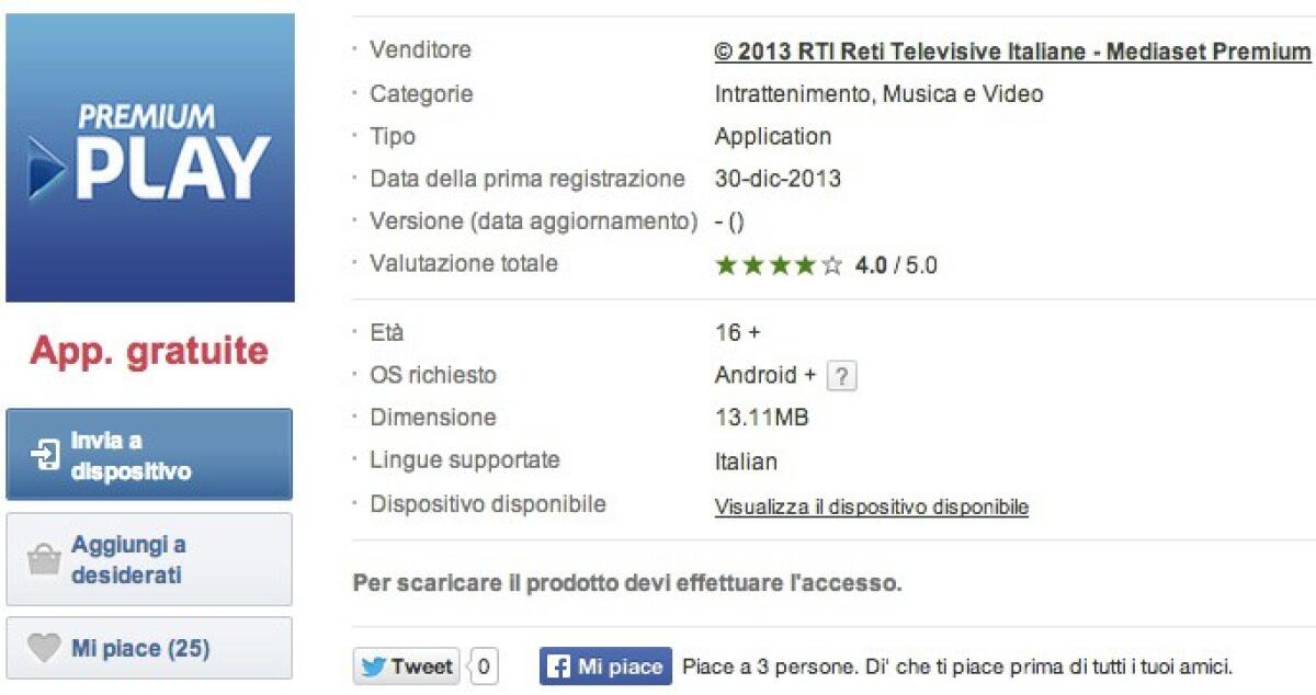 Mediaset Premium Play è disponibile per smartphone e tablet Android - 