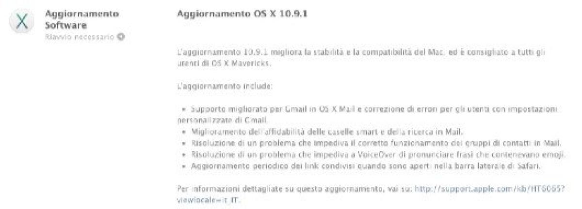Download disponibile di OS X 10.9.1per Mac: ecco tutte le novità - 