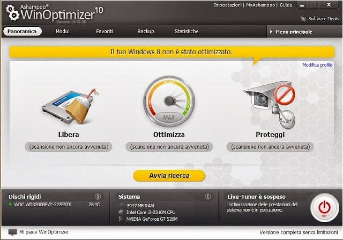 Ashampoo WinOptimizer 2013 v10 Gratis: Il miglior programma per velocizzare Windows Gratis - 