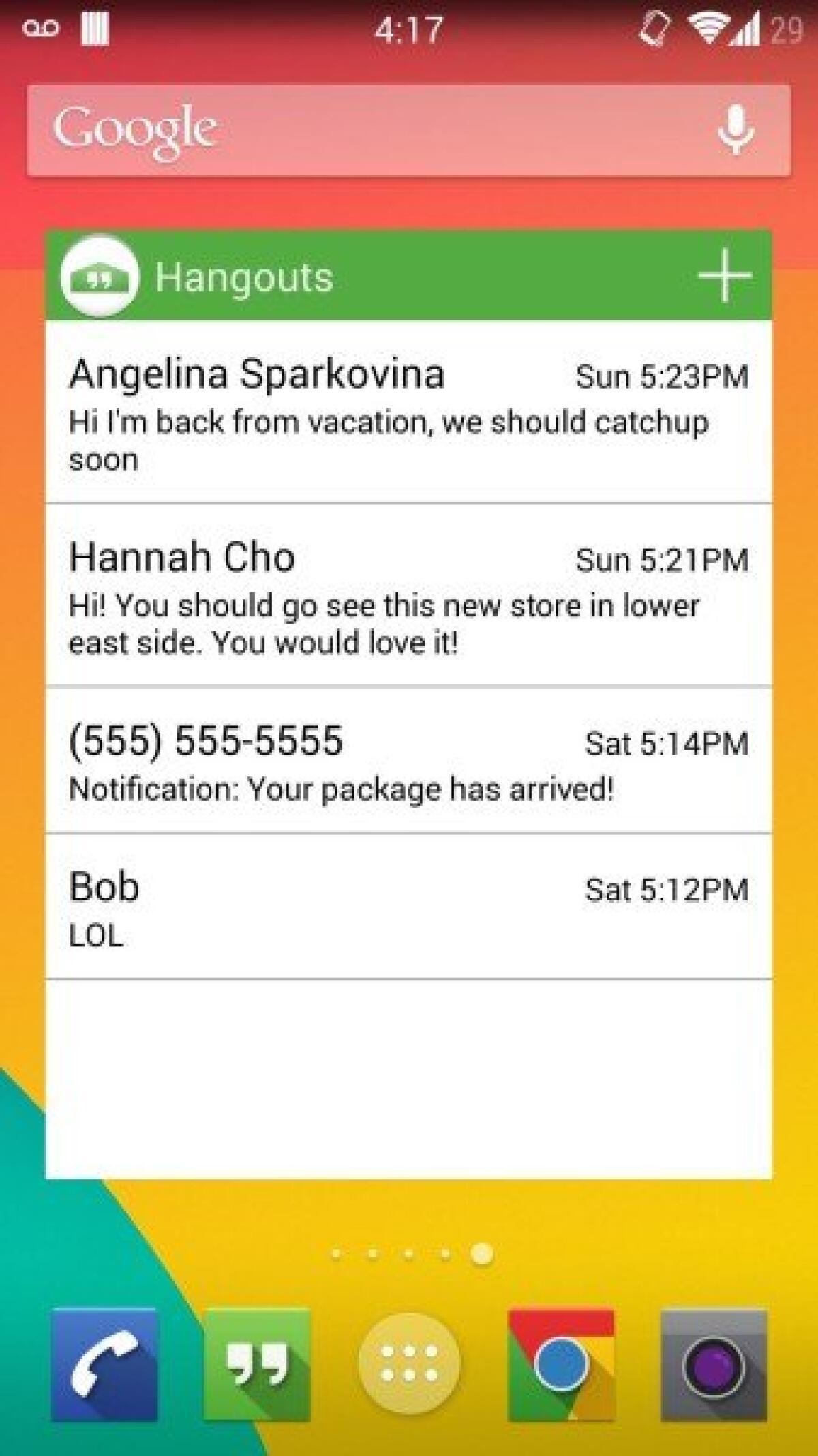 Migliori Widget Android: Hangouts Widget  - 