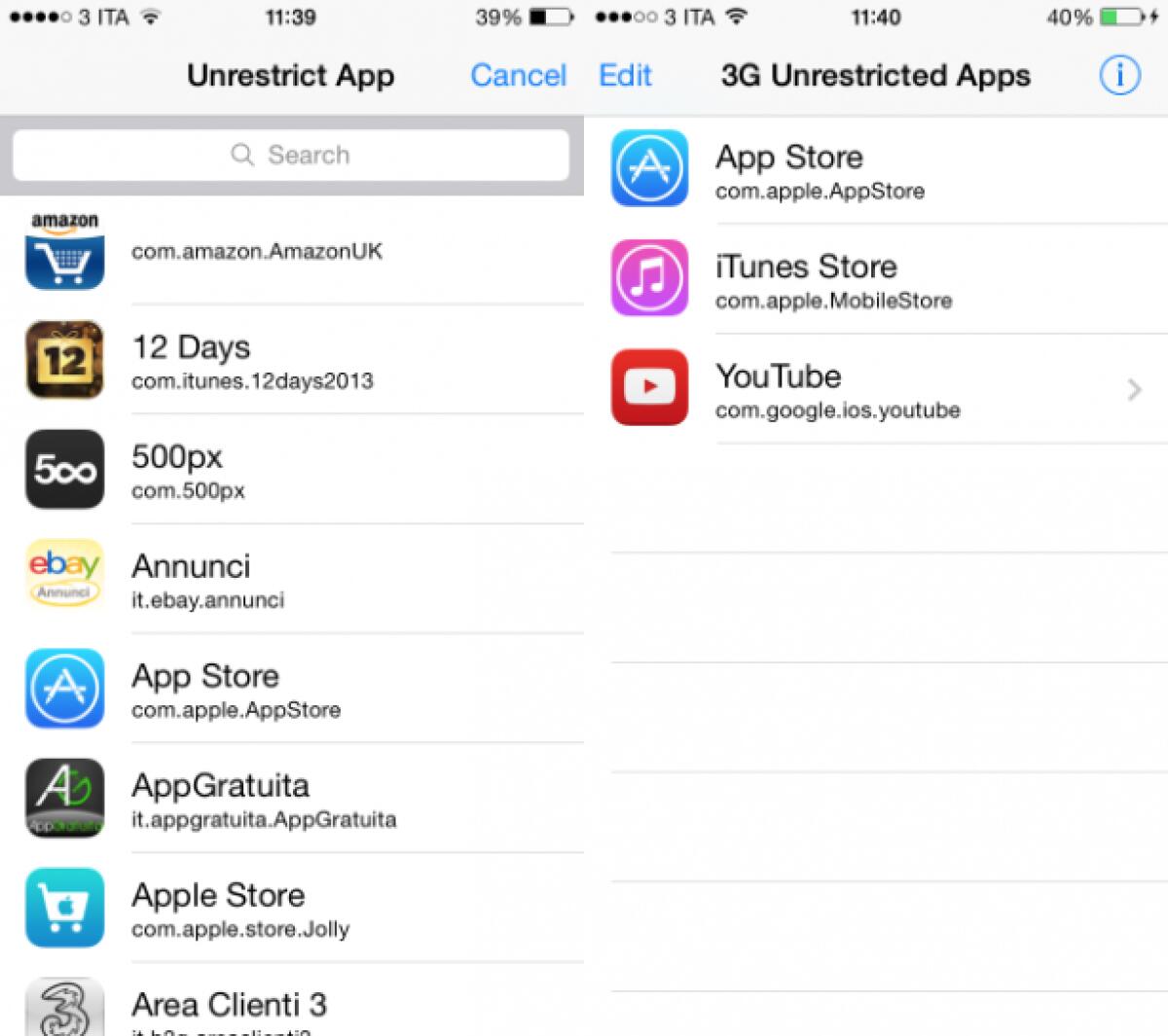 Migliori Tweak Cydia per iOS 7: 3G Unrestrictor - 