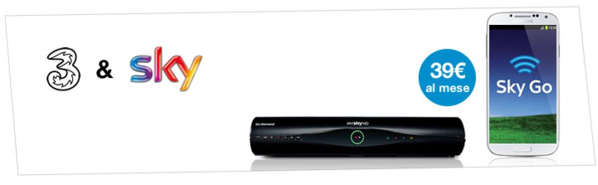 [Offerte Imperdibili] 3 & Sky: iPhone 5S o Galaxy S4 minuti, SMS, Internet e TV a 39€/mese! - 