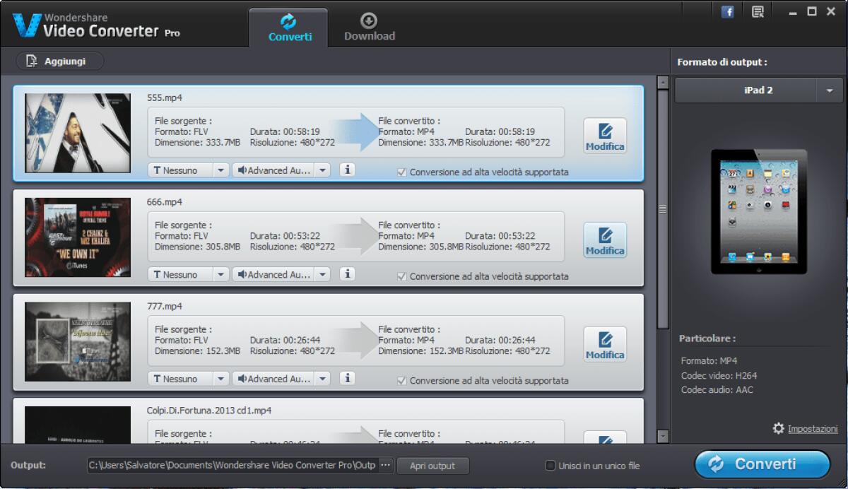 Wondershare Video Converter Pro gratis: Convertire tantissimi tipi diversi di Video anche in HD [Windows App] - 