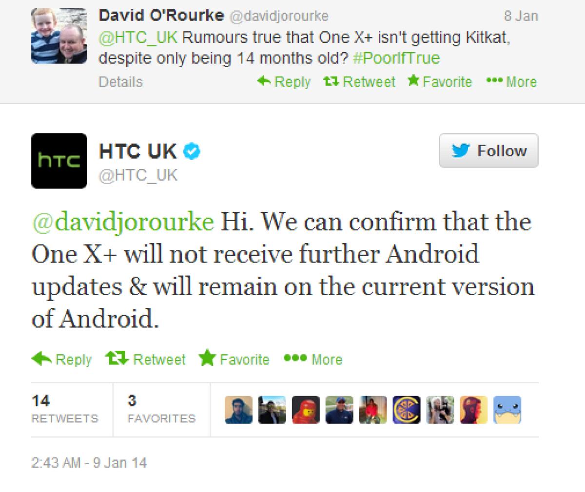 HTC One X e One X+ non saranno aggiornati a KitKat: il Tweet di HTC UK! - 