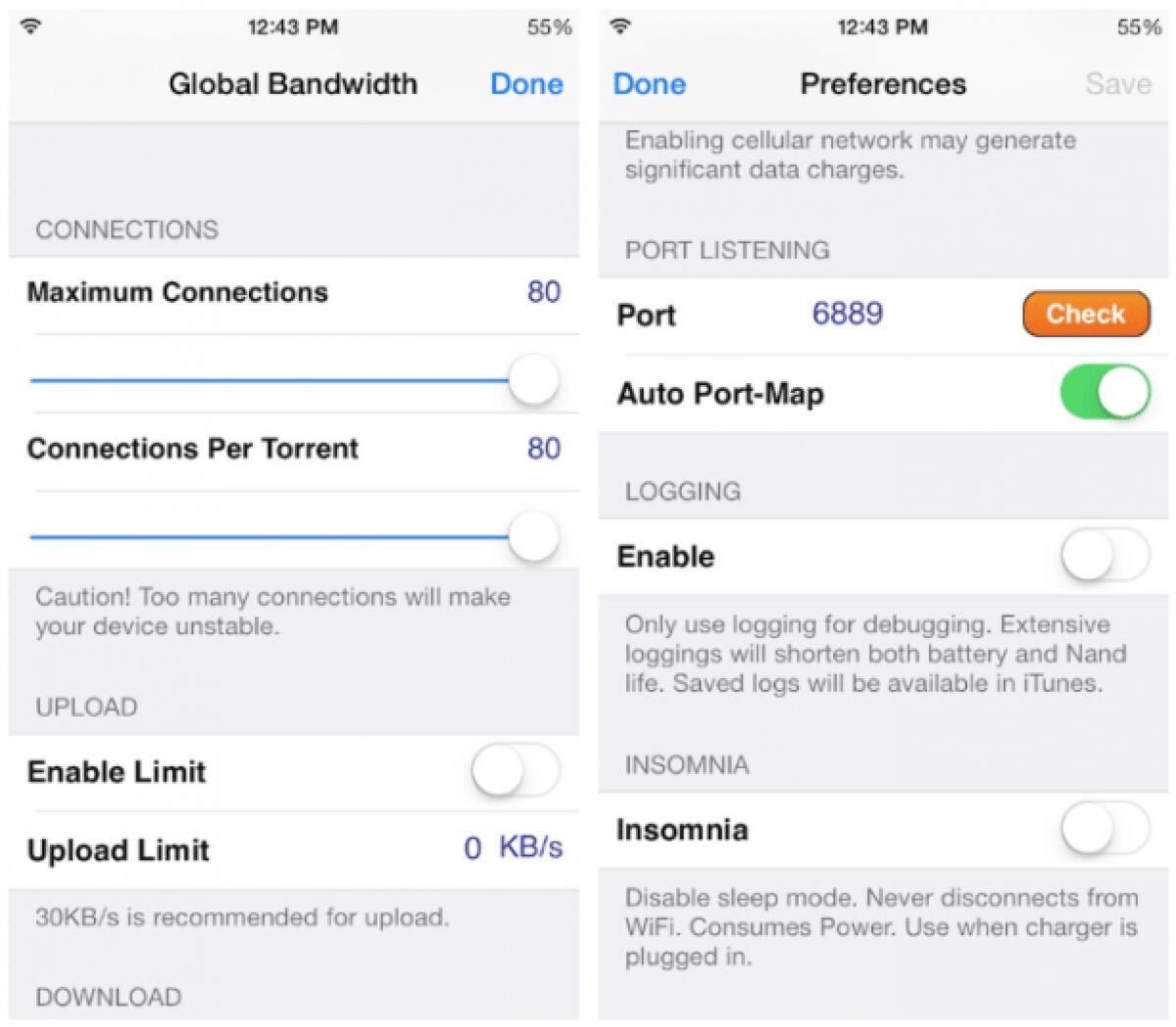 Come scaricare file Torrent da iPhone, iPod e iPad con iTransmission 4 - 