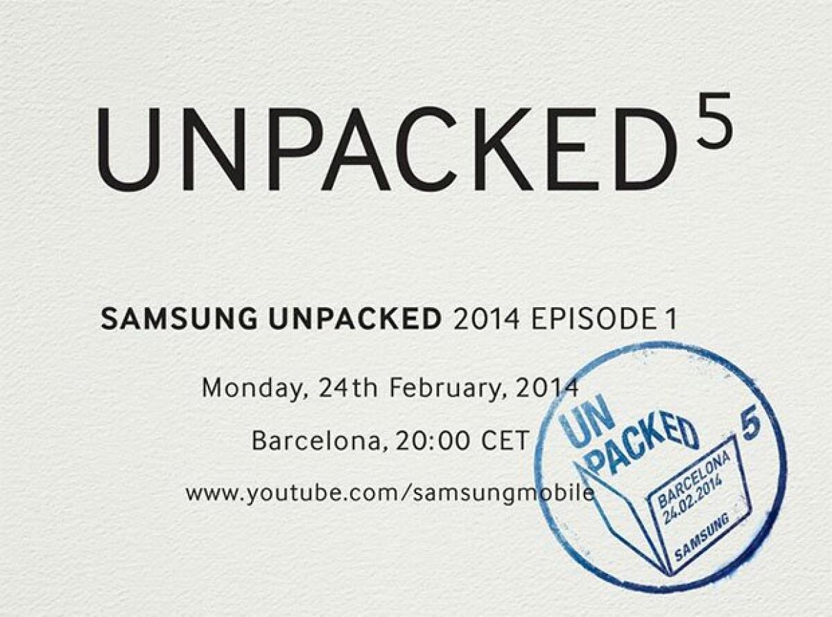 Samsung annuncia ufficialmente l'evento Unpacked 5 al MWC 2014 - 