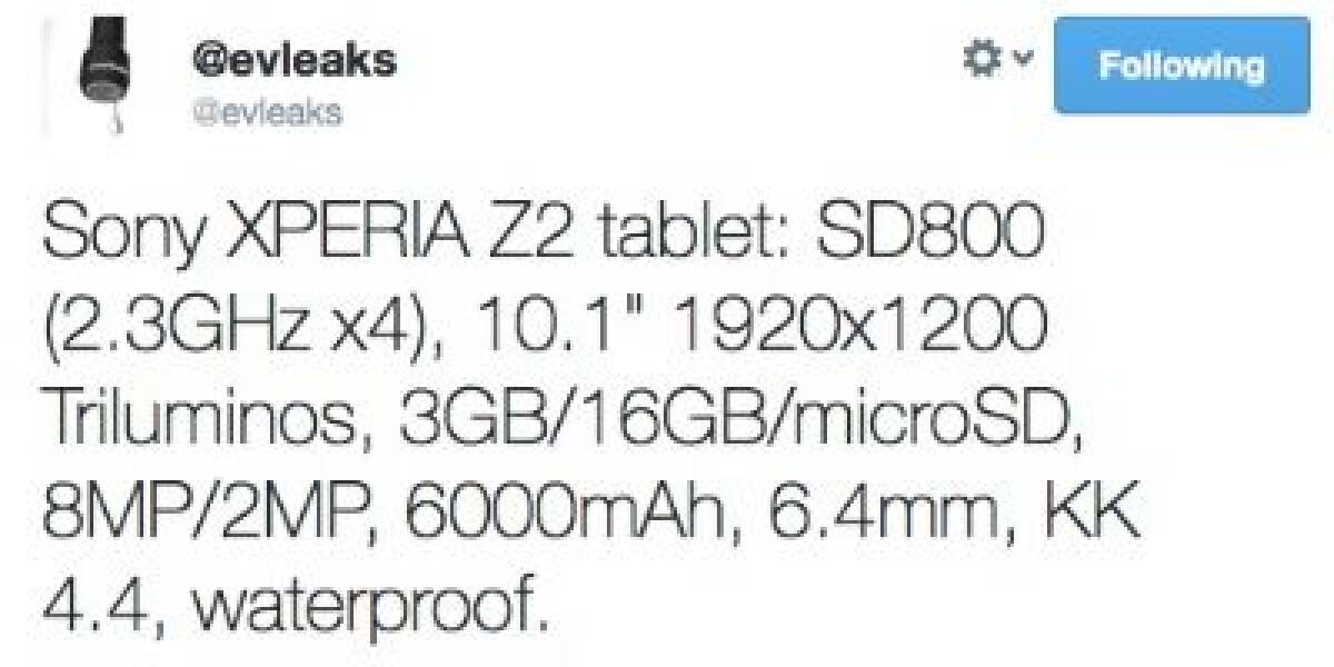Sony Xperia Tablet Z2: caratteristiche, dettagli e scheda tecnica in anteprima - 