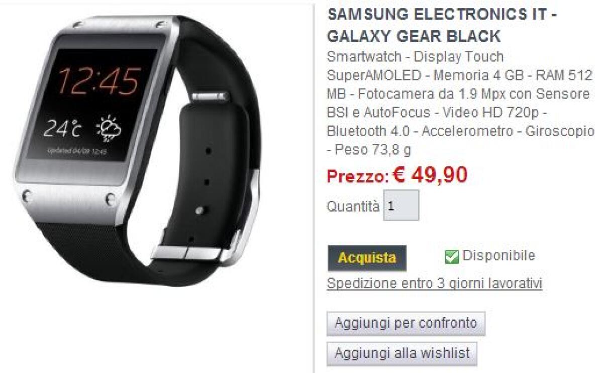 Incredibile: Samsung Galaxy Gear in offerta a 49€ da Comet , ma è introvabile - 
