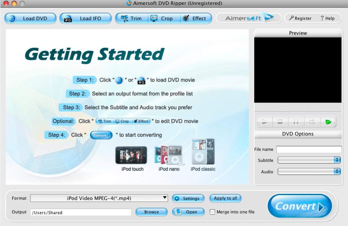 Aimersoft DVD Ripper for Mac gratis: Estrarre e Convertire DVD su OSx - 