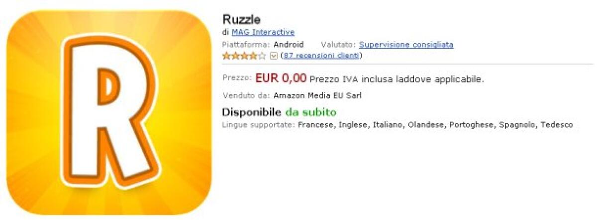 Download Ruzzle Premium Gratis da Amazon App Shop - 
