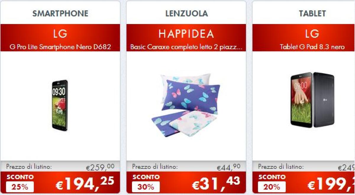 Super Offerte Coop Online: LG G Pad a 199.20€ e G Pro Lite a 194.25€ - 