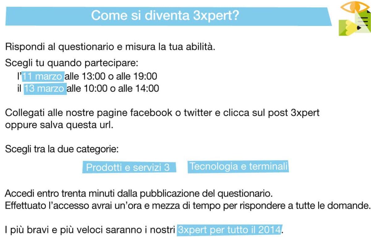 Diventa 3XPERT con 3 Italia e vinci ricariche, smartphone e tablet - 