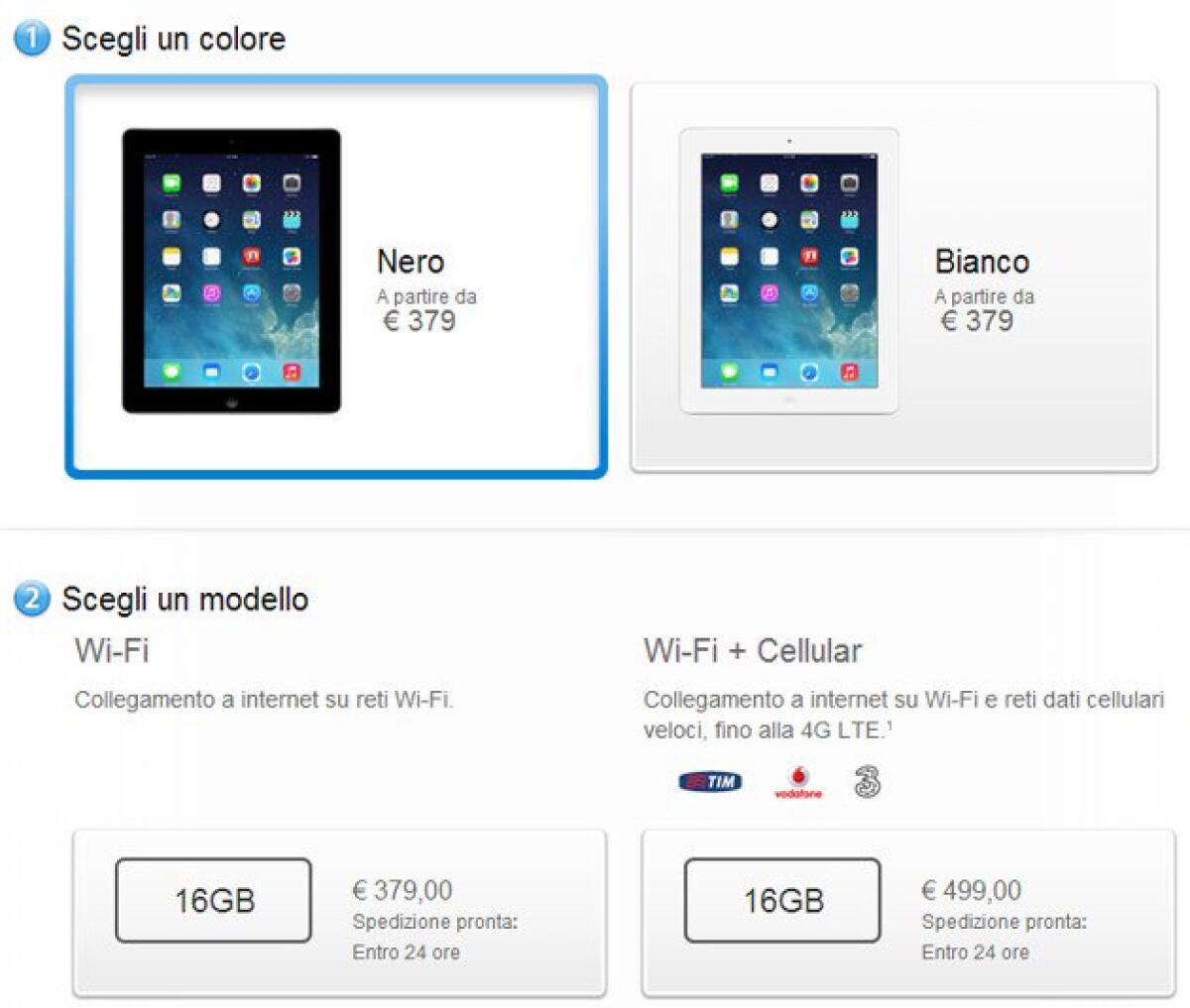 Dopo l'iPhone 5C da 8GB ecco i "nuovi" iPad Retina da 16GB a 379 euro - 