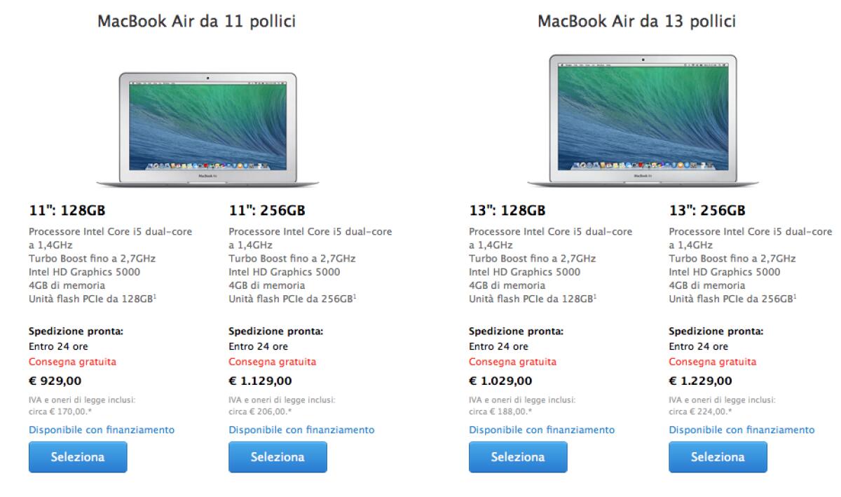 Apple: I nuovi Macbook Air sono disponibili sullo Store. Il prezzo scende di 100€! - 