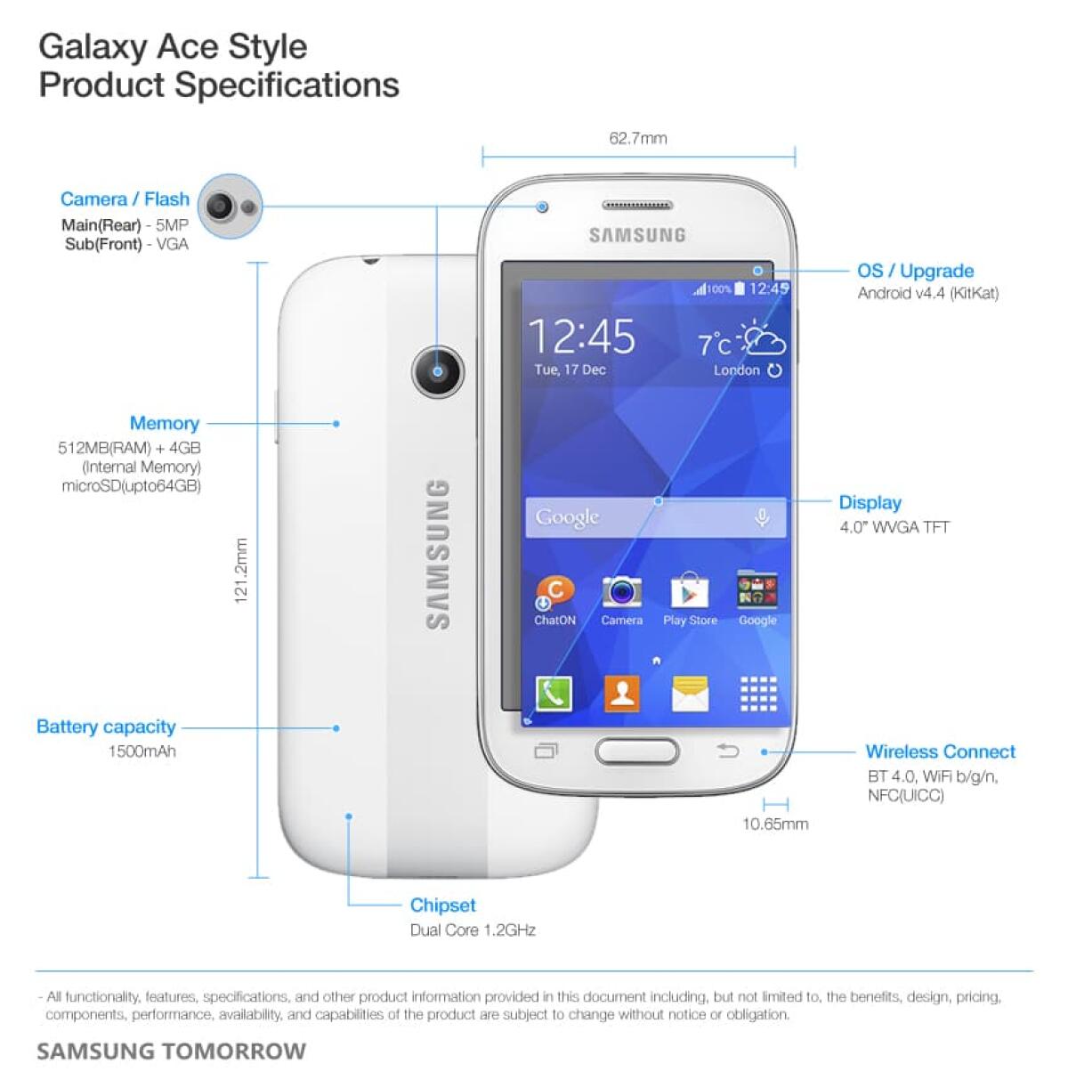 Ufficiale il Samsung Galaxy Ace Style: Nuovo Smartphone Entry Level con Android 4.4 KitKat e Display da 4 pollici - 