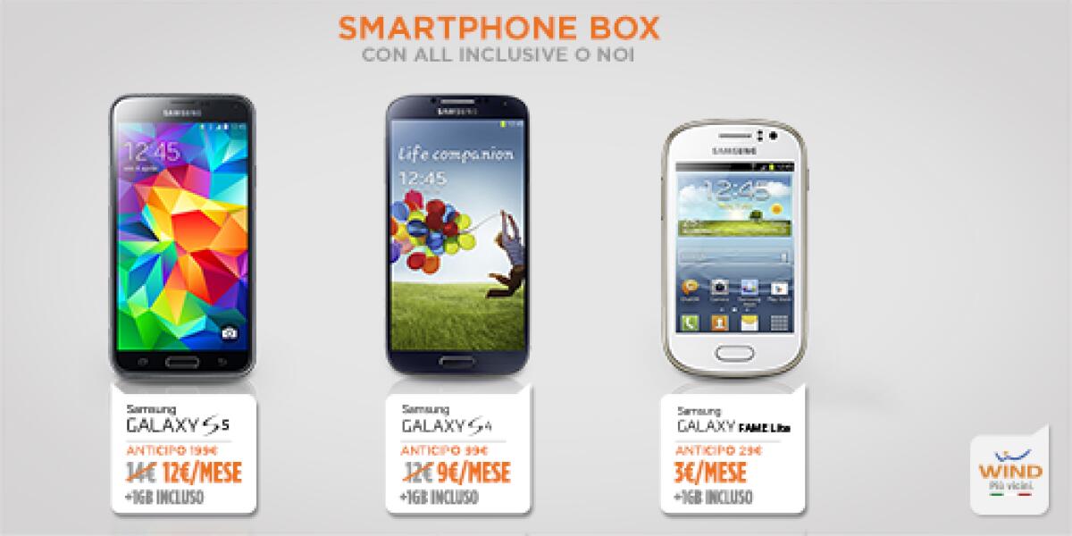 Nuova tariffa Wind con Smartphone Box ed Internet Box per acquistare smartphone a prezzo scontato ed 1 Gb di Internet aggiuntivo - 