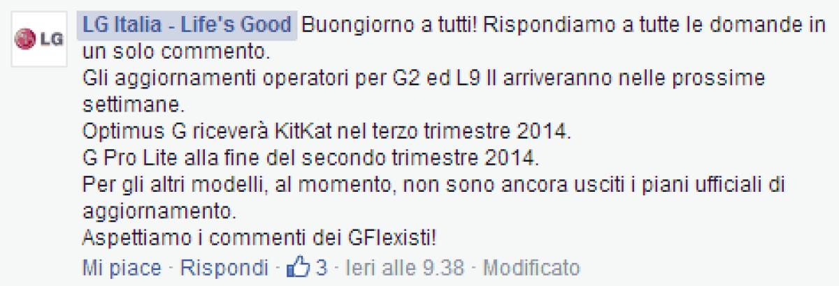 Quando saranno aggiornati gli smartphone LG ad Android 4.4.2? Ecco tutte le date - 