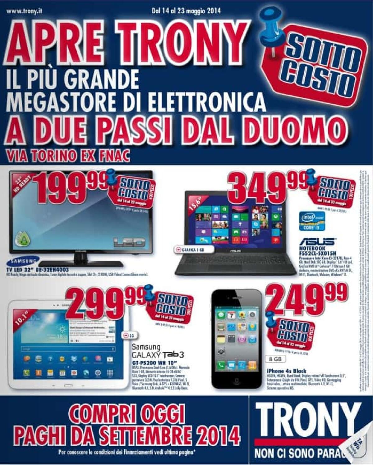 Super Offerta da Trony nell'ultimo volantino SOTTOCOSTO  - 