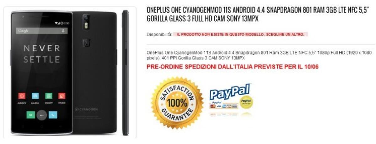 Comprare OnePlus One dall'Italia: a giugno su Topresellerstore a 309€ - 