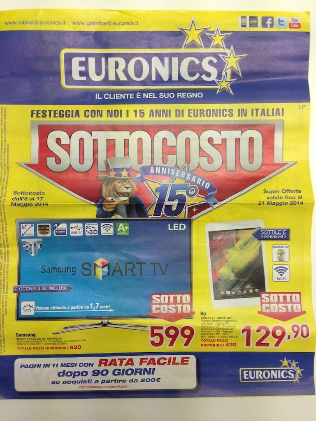 [Sfoglia Volantini] Nuovissimo volantino Euronics che lancia il SOTTOCOSTO - 