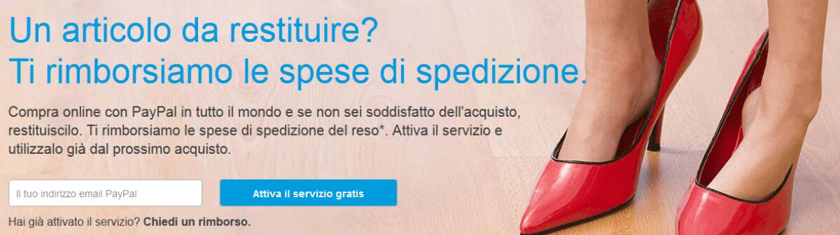 PayPal rimborsa le spese di ri-spedizione dei resi se non siete soddisfatti dell'acquisto - 