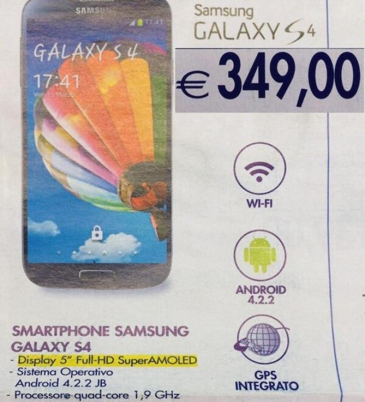 Offerta smartphone Esselunga: Galaxy S4 di Samsung a soli 349 euro - 