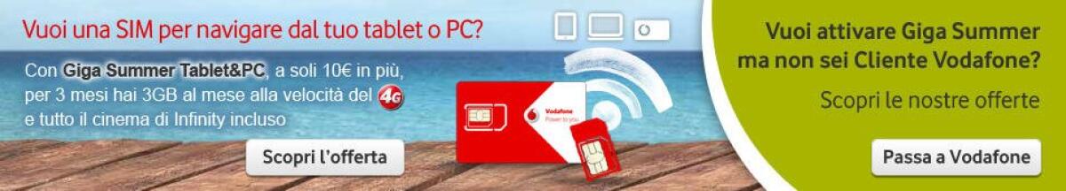 Vodafone Giga Summer è la migliore promozione per avere internet 4G in vacanza per tutte l'Estate - 