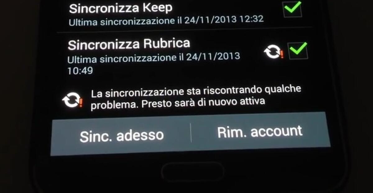 Problema sincronizzazione GMail su Android "La sincronizzazione sta riscontrando qualche problema. Presto sarà di nuovo attiva" - 