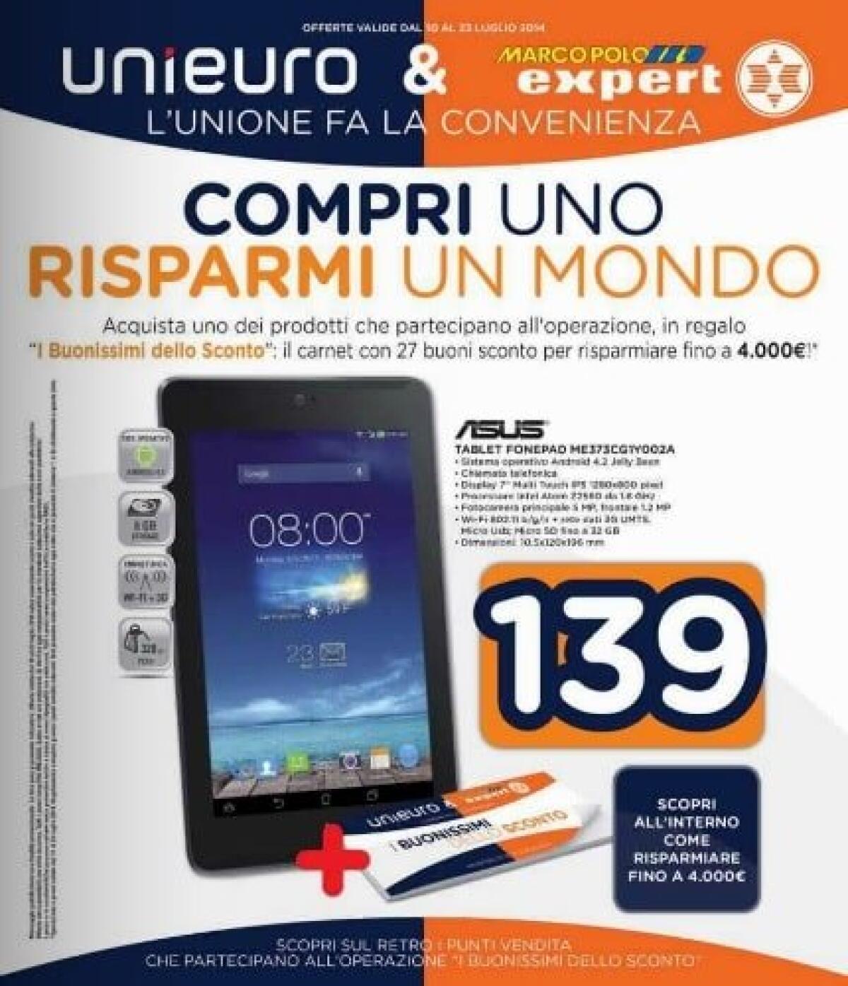 Ultimo Volantino Unieuro & Marcopolo con Buoni sconto fino a 4000 euro - 