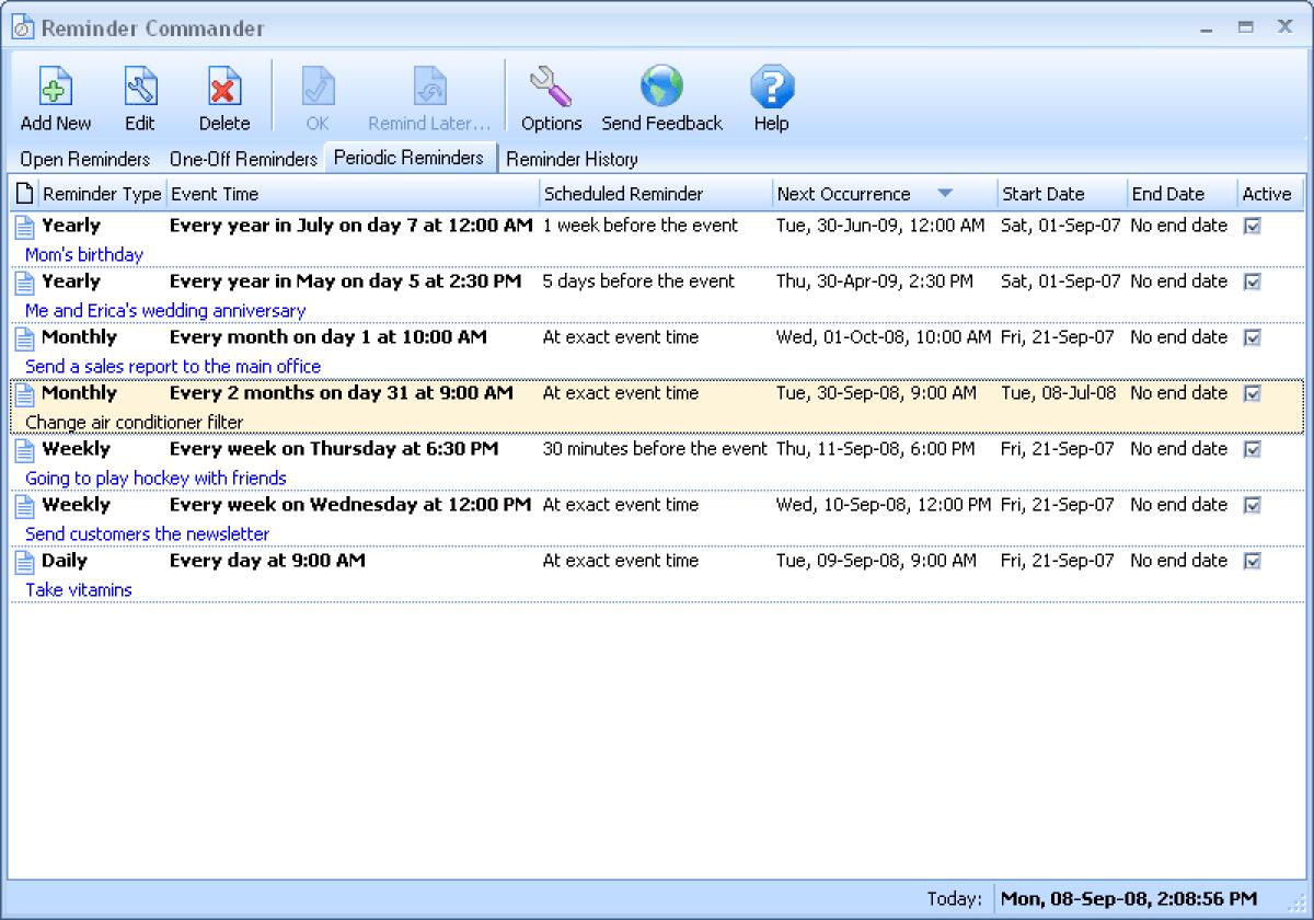 Reminder Commander 4.04: La più completa agenda per Windows Gratis solo per oggi - 