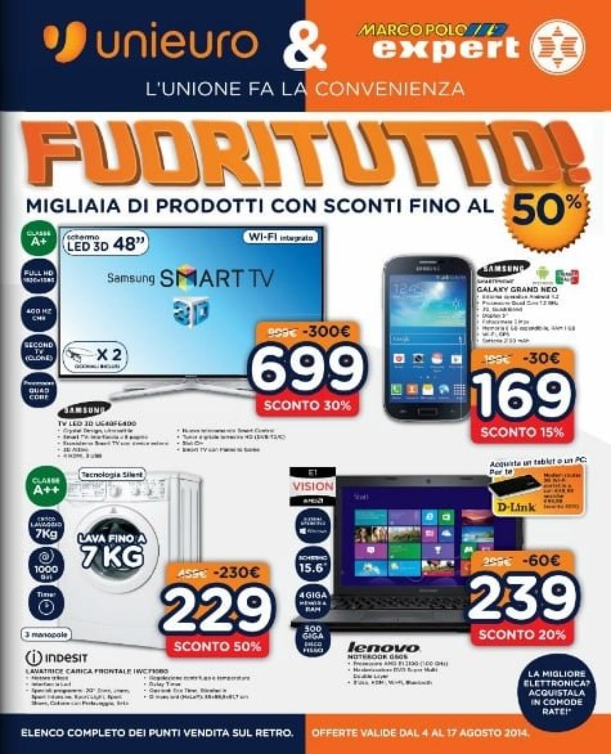 Ultimo Volantino Marcopolo & Unieuro esplosivo con l'LG G3 a 449 euro e molto altro - 