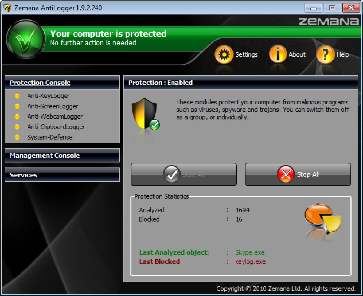 Zemana AntiLogger 1.9.3 Gratis: Previene le intrusioni degli Hacker su Windows - 