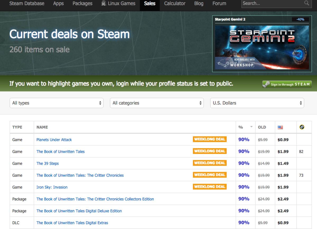 Scoprire le offerte su Steam con SteamDB - 