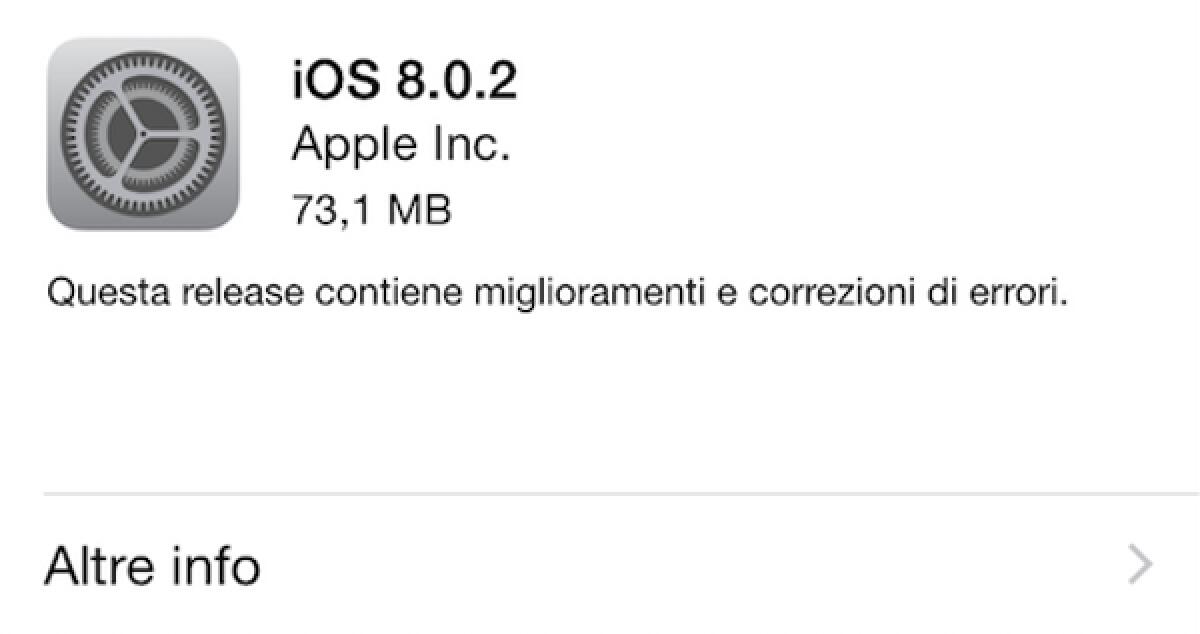 Apple rende disponibile iOS 8.0.2 che sistema (forse) i gravi bug di iOS 8.0.1 - 