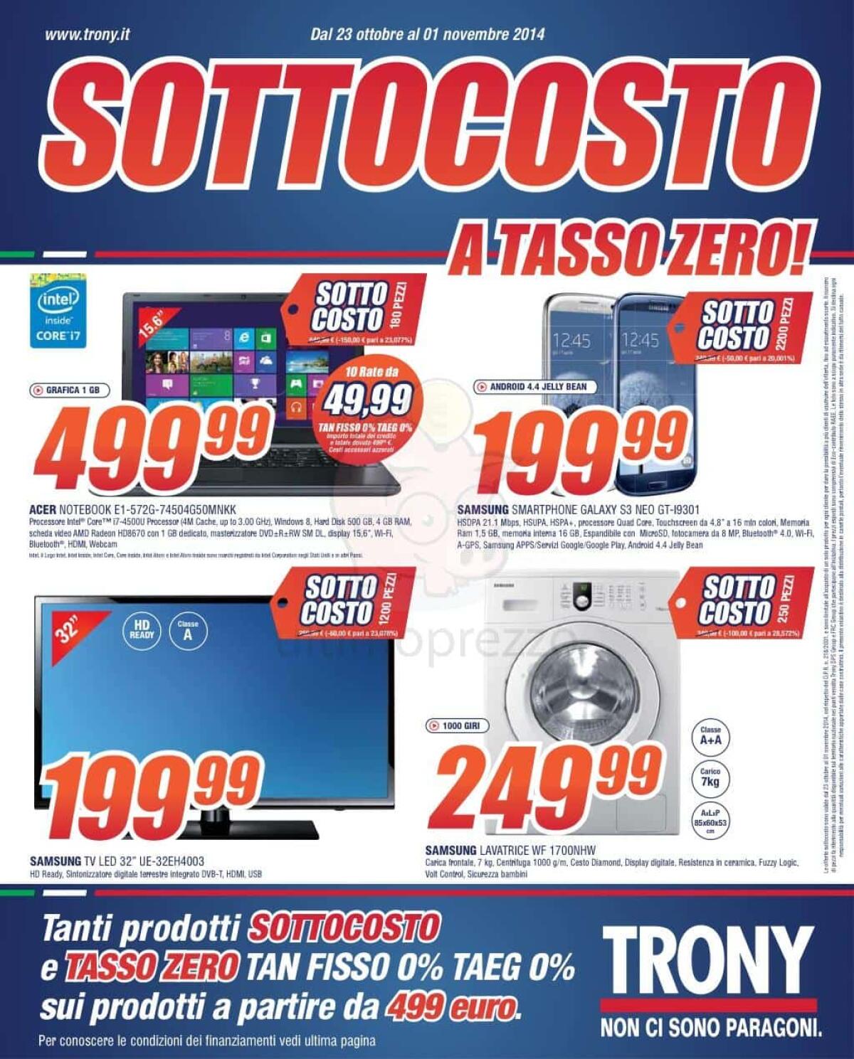 Il sottocosto arriva da Trony con super offerte a tasso zero - 