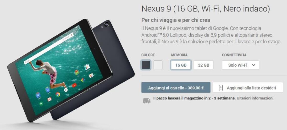Nexus 9 e Nexus Player sono sul Play Store mentre spariscono il Nexus 7 e Nexus 10 - 