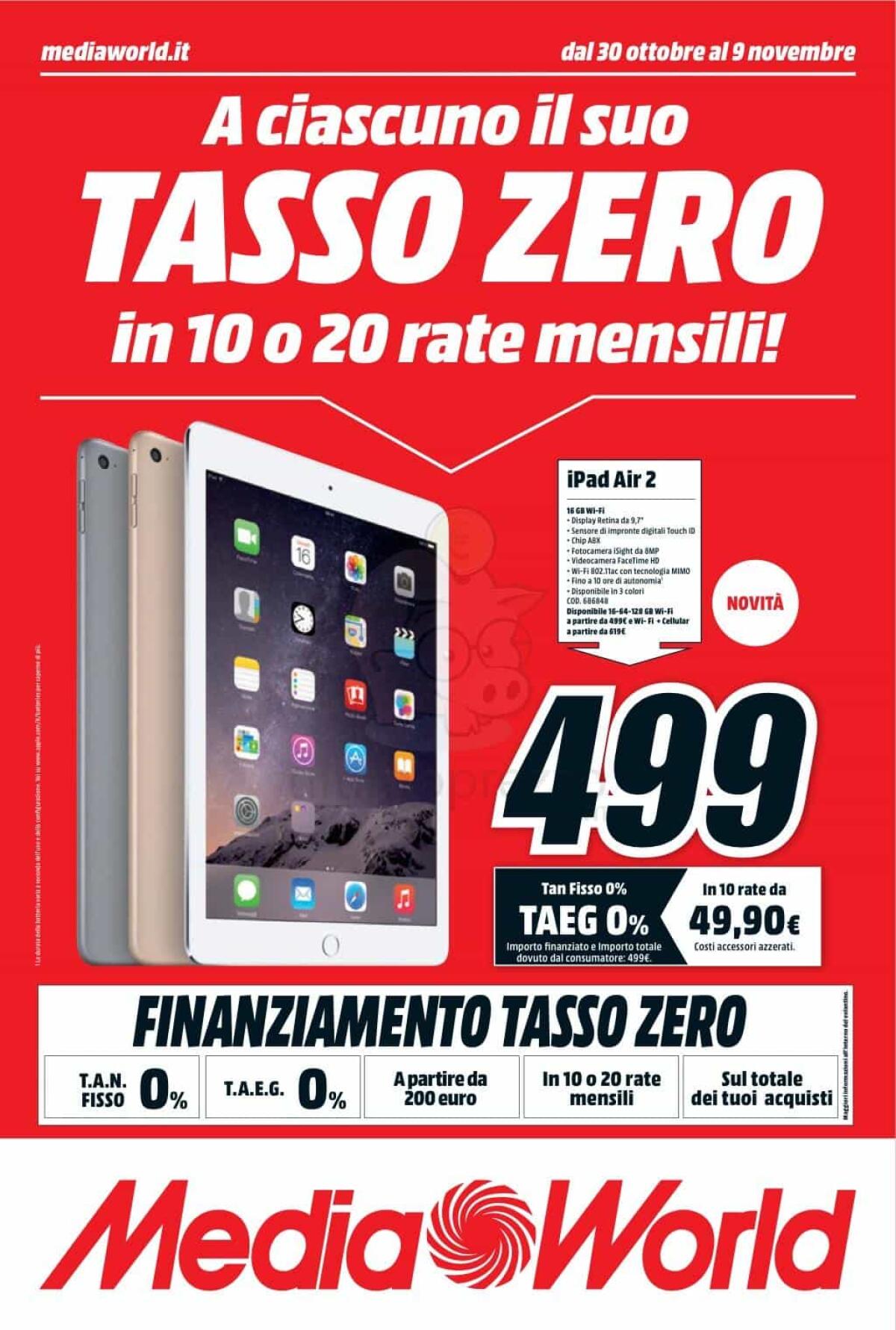 Ultimo Volantino Media World con il Tasso e Zero e tante offerte - 