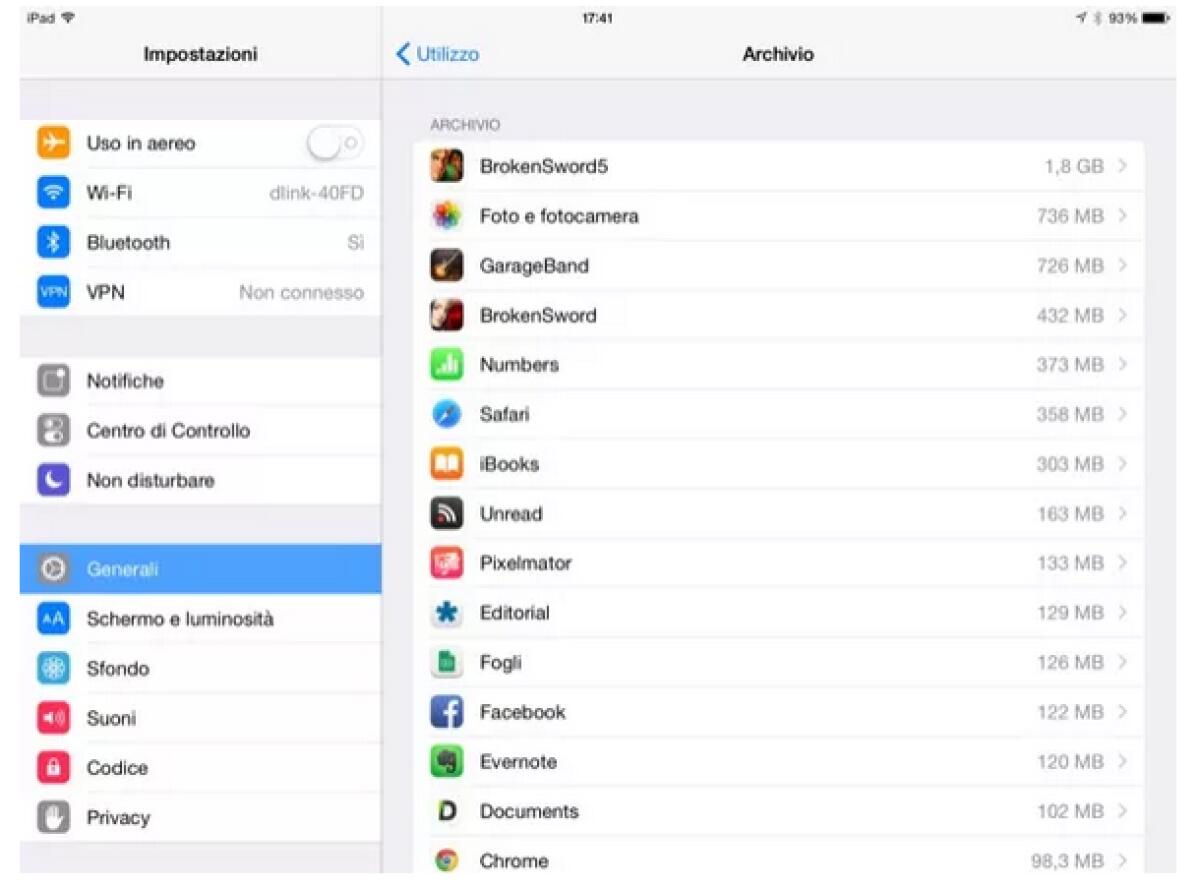 Come liberare spazio e memoria su iPad - 