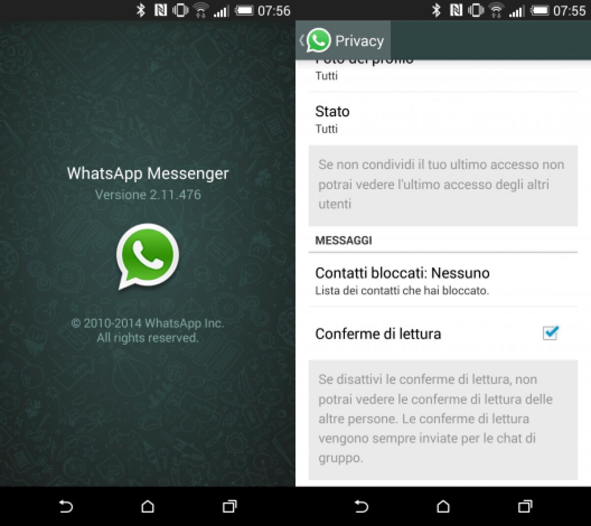 Disattivare la doppia spunta blu su WhatsApp Android (conferma di lettura) - 