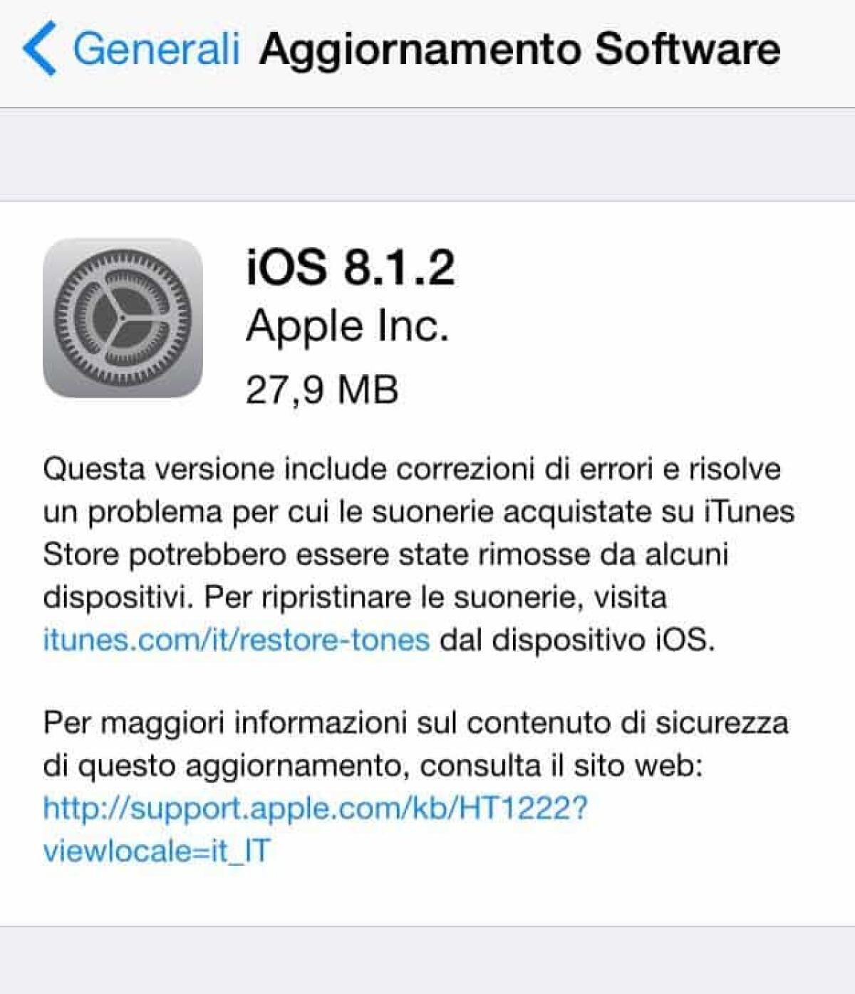Disponibile iOS 8.1.2 per iPhone, iPod, iPad - 