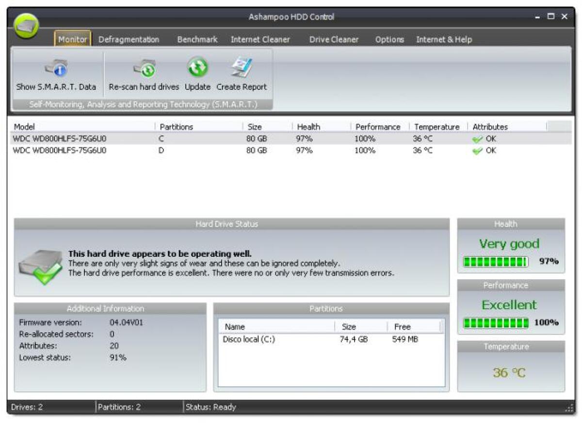 Ashampoo HDD Control: Monitorare lo stato di salute del nostro Hard Disk - 