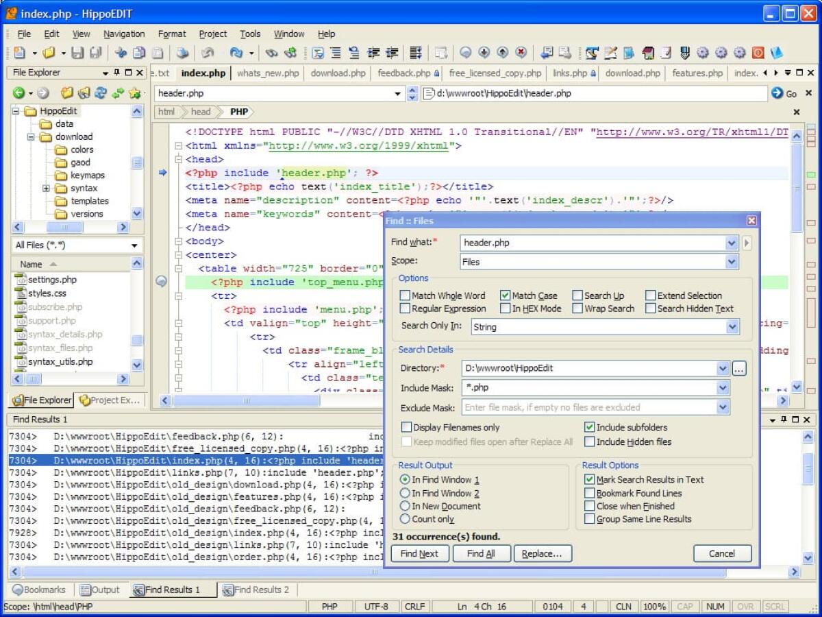 HippoEDIT 1.60 Gratis: Ottimo Editor per Windows  - 