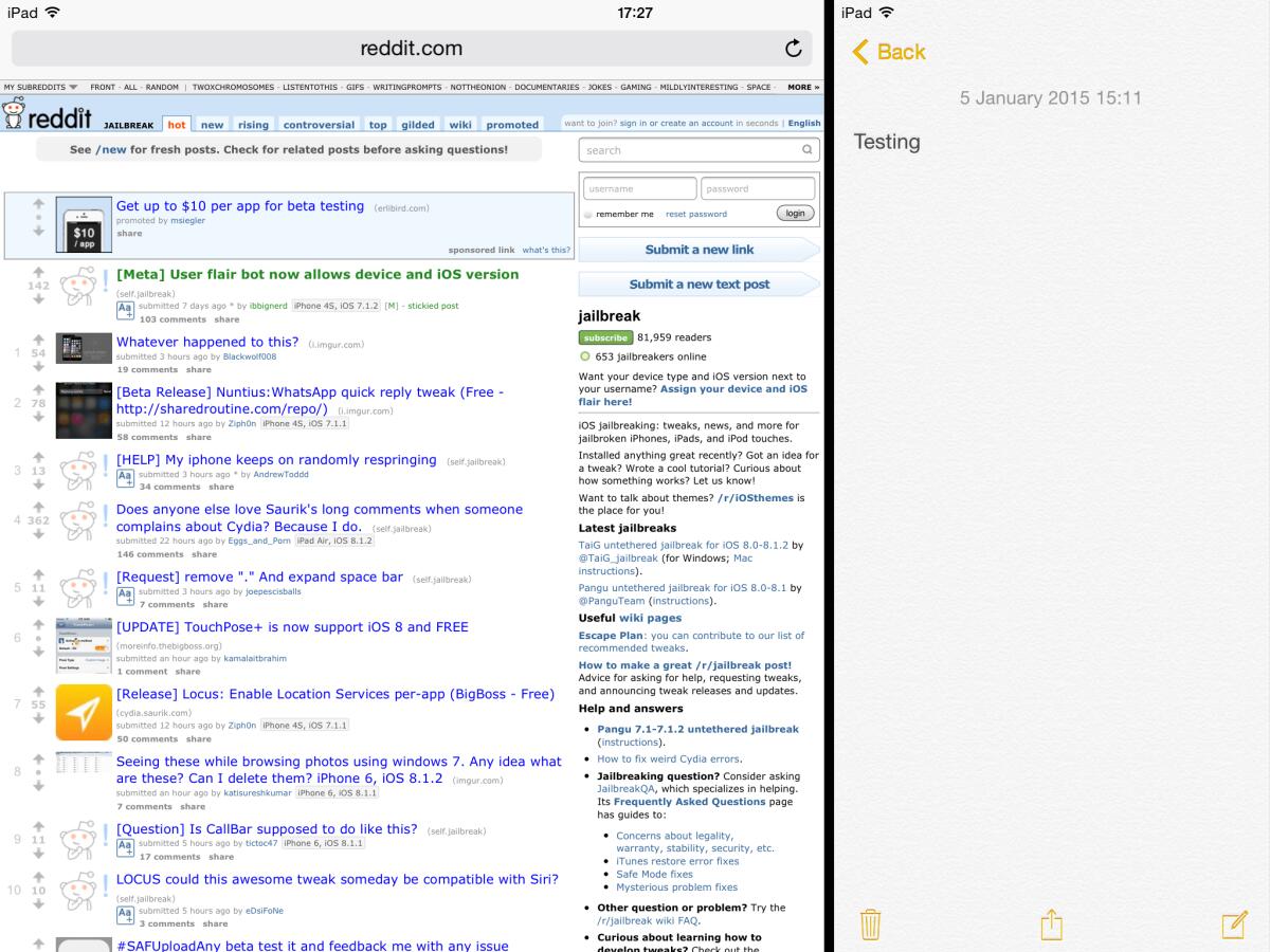 Migliori Tweak Cydia per iOS 8: download tweak SideBySide - 