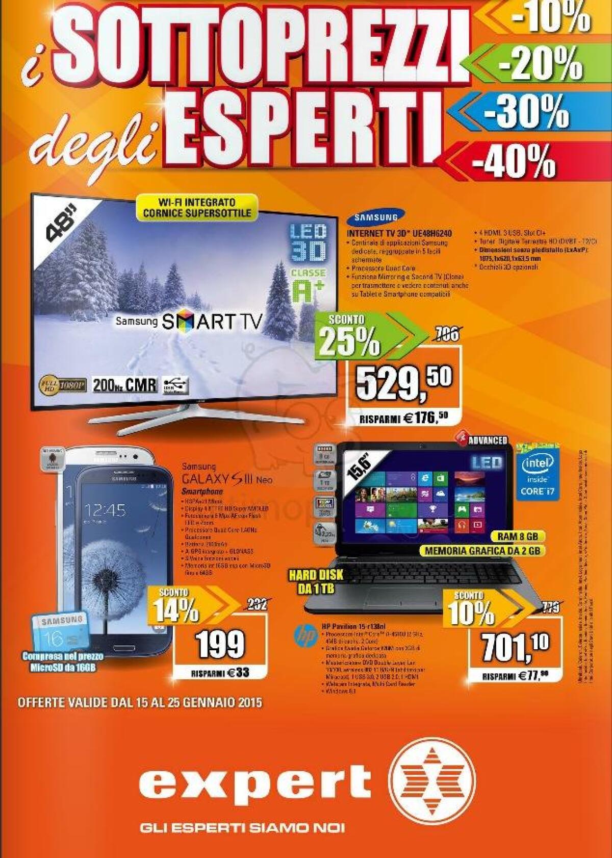 Ultimo Volantino Expert con la promo "I Sottoprezzi degli Esperti" -10%, -20%, -30% e -40% - 